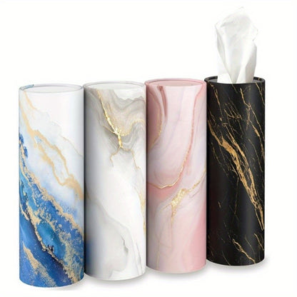 Boho Car Tissue Holder 4pcs Car Tissue Holder with 3-ply Facial Tissues, Round Tissue Boxes for Car Home Bathroom Office, Boho Style Round Tube Car Tissue Box Container