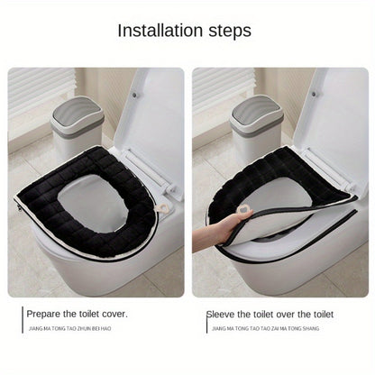 New thickened toilet cover U-shaped rabbit fur toilet mat toilet mat winter toilet seat ring toilet toilet mat, toilet seat zipper toilet cover thickened plush four seasons universal waterproof toilet mat toilet seat ring