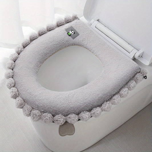 New thickened toilet cover U-shaped rabbit fur toilet mat toilet mat winter toilet seat ring toilet toilet mat, toilet seat zipper toilet cover thickened plush four seasons universal waterproof toilet mat toilet seat ring