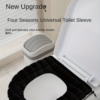 New thickened toilet cover U-shaped rabbit fur toilet mat toilet mat winter toilet seat ring toilet toilet mat, toilet seat zipper toilet cover thickened plush four seasons universal waterproof toilet mat toilet seat ring