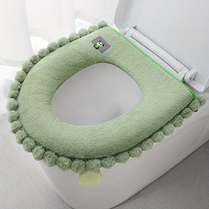 New thickened toilet cover U-shaped rabbit fur toilet mat toilet mat winter toilet seat ring toilet toilet mat, toilet seat zipper toilet cover thickened plush four seasons universal waterproof toilet mat toilet seat ring