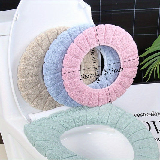 One Set of Four Pieces, Universal Toilet Seat Cover with Extra Fluff and Thickening, Antibacterial, Washable, All-Season Warmth for Home Use