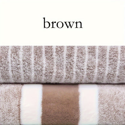 Deluxe Striped Towel Set Featuring a Short Hand Towel And a Long Bath Towel - Highly Absorbent, Fast-Drying, And Soft, Perfect for Family Use, Hotels, RV Trips, Outdoor Activities, Spas, And Salons - Comes with One Bath Towel And One Hand Towel.