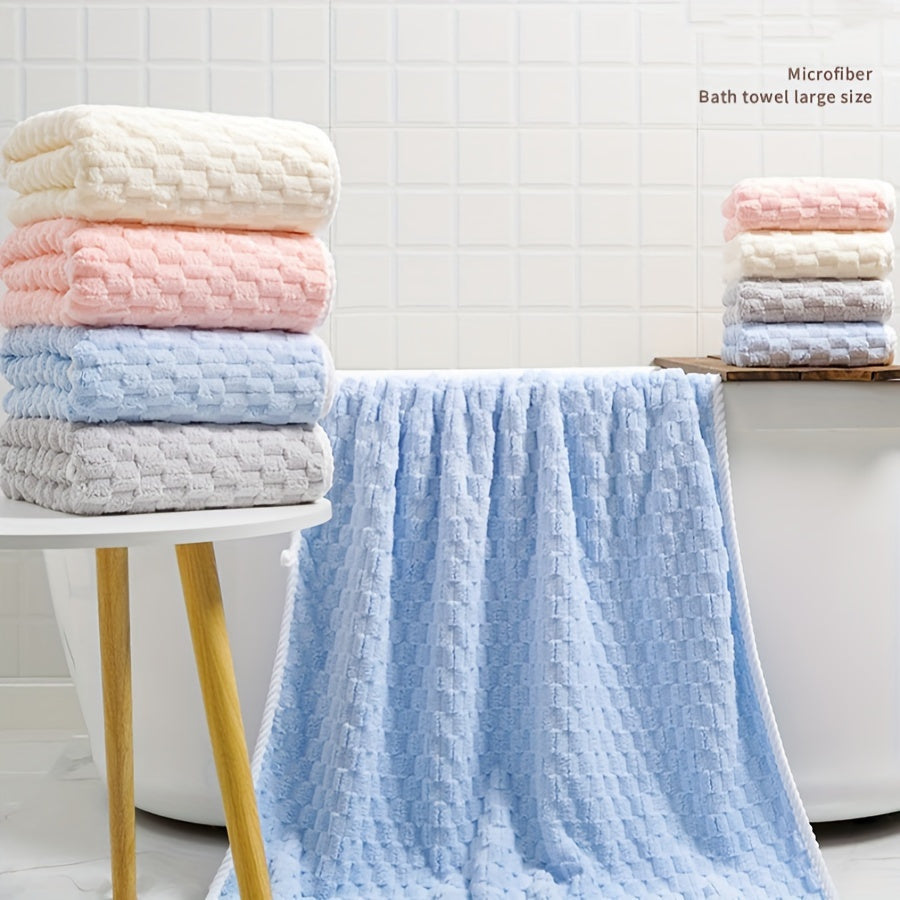 Ultra Soft Cloud Grid Bath Towels Set - Super Absorbent, Quick-Dry Microfiber for Spa & Fitness, Durable Everyday Use - Suitable for Autumn And Winter