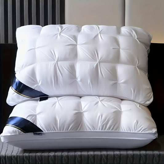 2pcs Luxury 5-Star Hotel Quality Pillows, 19x29 inches - Deep Sleep Neck Support, Four Seasons Non-Collapse High Pillow Core, Low Allergy Polyester Fiber Cover, Machine Washable, Modern Pillow Design | Soft Texture Surface, Sleeping Pillow