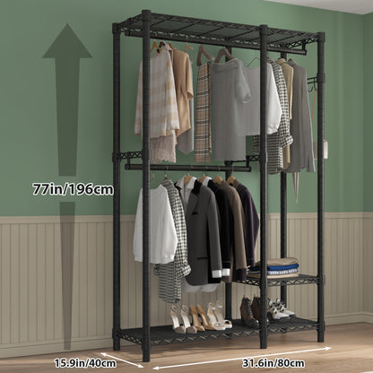 Heavy Duty Closet Clothes Rack Heavy Duty 500LBS Portable Closet Clothes Rack - Freestanding Wadrobe Closet Wire Garment Rack, Black
