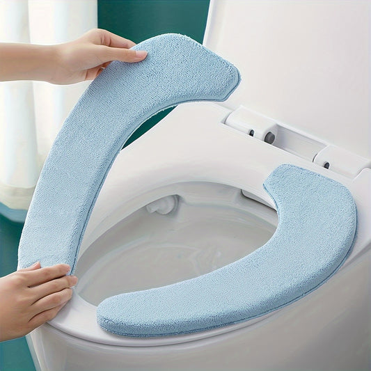 1 Pair Thickened Cashmere Toilet Seat Cover - Bath Bathroom Accessories - Soft Plush Winter Cushion with Waterproof Sticker for Four Seasons Universal Fit - Easy to Clean and Paste