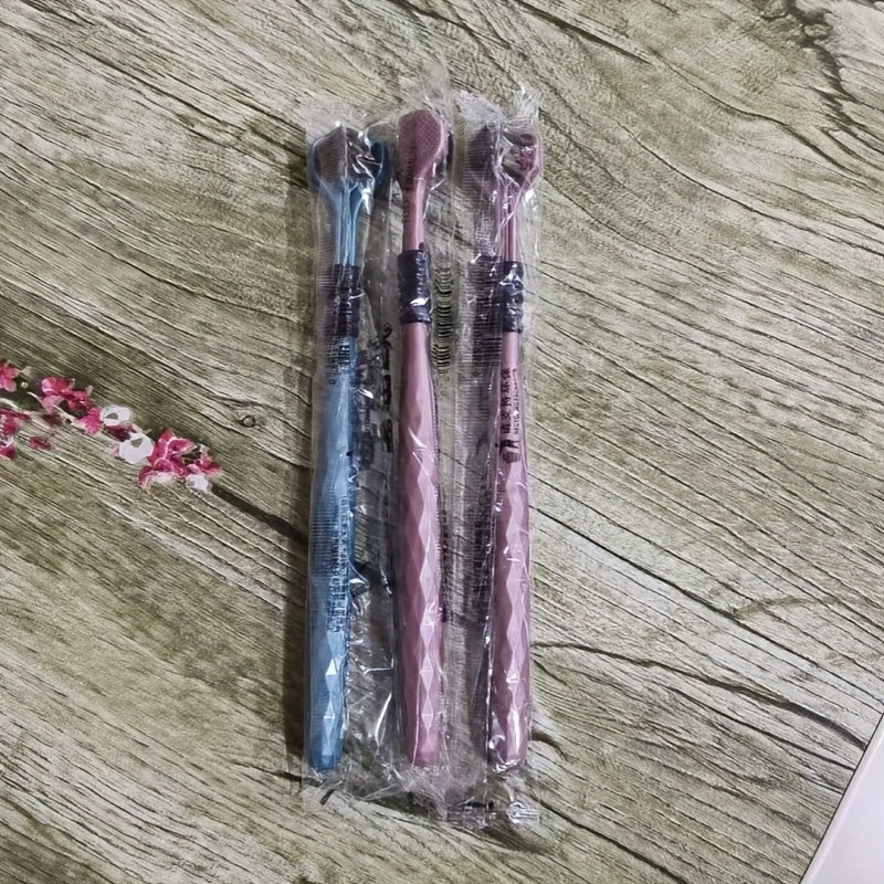 4-Pack Soft Bristle 3D Manual Toothbrushes for Adults, Multi-Angle Cleaning, Durable Soft Nylon Bristles, Comfort Grip Handle, No Batteries Required
