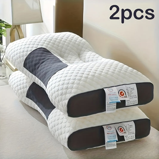 Soft Orthopedic Neck Pillow 1pc Soft Orthopedic Knitted Massage Neck Pillow - Adjustable Ergonomic Support, Machine Washable, Removable Cover, 100% Polyester Fiber