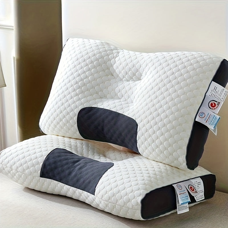 Soft Orthopedic Neck Pillow 1pc Soft Orthopedic Knitted Massage Neck Pillow - Adjustable Ergonomic Support, Machine Washable, Removable Cover, 100% Polyester Fiber