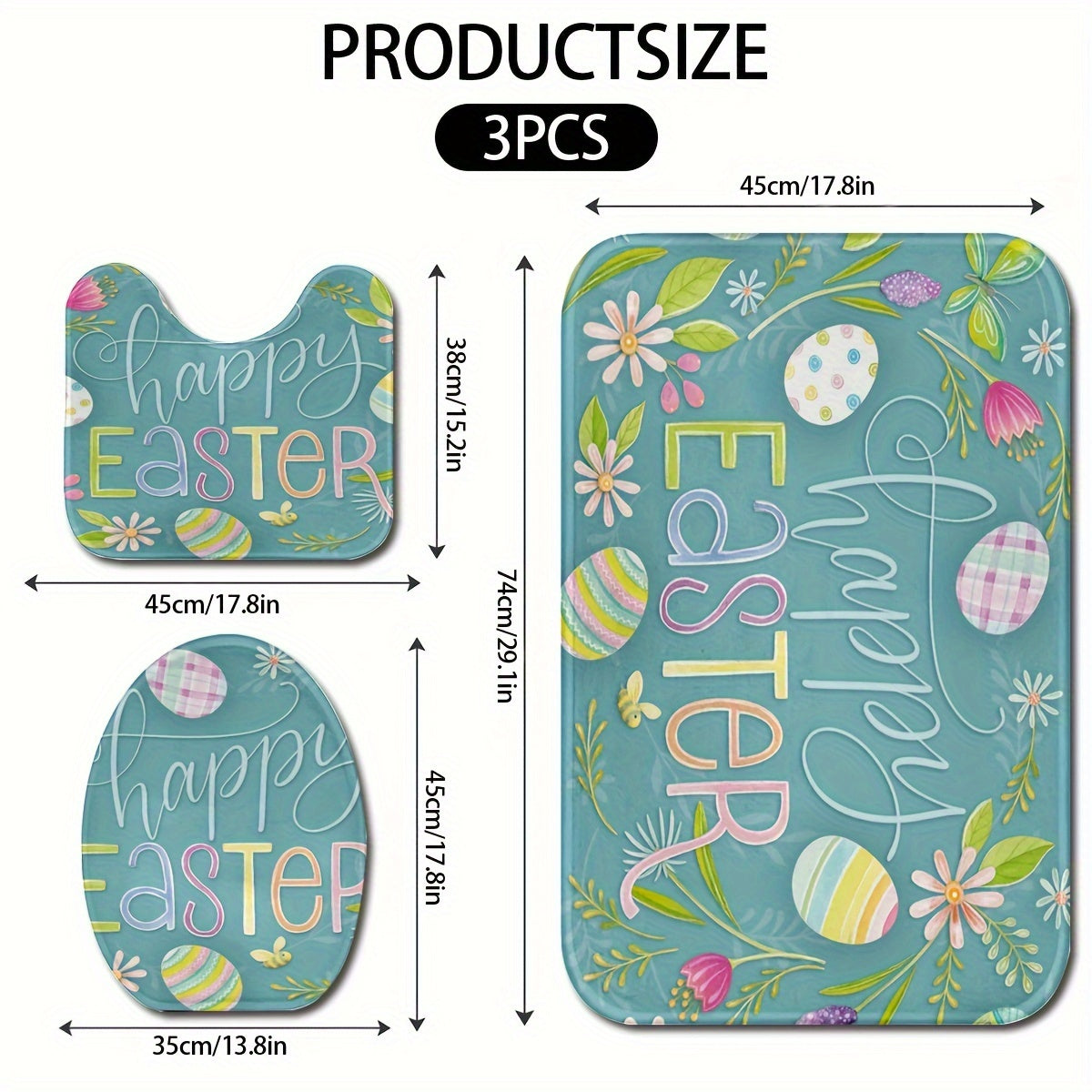 3pcs Set Print Bathroom Rugs and Mats,Anti-slip Bathroom Mats,Soft Machine Washable Bath Mats for Bathroom Floor Carpet,Absorbent Shower Rug with U-Shaped Contour Rug Toilet Lid Rugs,Bathroom Decor,Bathroom Accessories