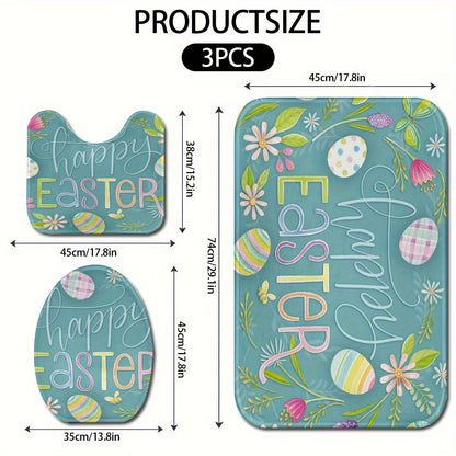 3pcs Set Print Bathroom Rugs and Mats,Anti-slip Bathroom Mats,Soft Machine Washable Bath Mats for Bathroom Floor Carpet,Absorbent Shower Rug with U-Shaped Contour Rug Toilet Lid Rugs,Bathroom Decor,Bathroom Accessories