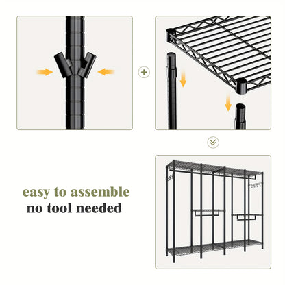 Heavy Duty Metal Rack Heavy Duty 910LBS Metal Clothes Rack - Freestanding Wardrobe Closet Rack - 75\