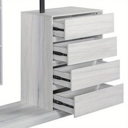 Modern White Wardrobe with 4 Drawers & 3 Shelves – Space-Saving Organizer for Clothes, Shoes & Accessories, MDF+Metal Construction, Easy Assembly, Elegant Design for Any Room, Shoe Organizer | Elegant Storage Solution | Mdf Metal Wardrobe