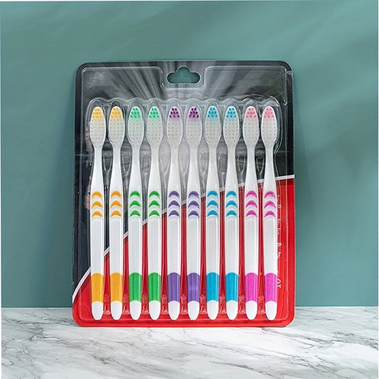 10pcs Bamboo Charcoal Double Ultra Soft Nano Toothbrushes, Adult Dental Personal Teeth Brush Support