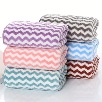 6pcs Vibrant Super Fiber Bath Towels Set - Ultra Soft, Quick-Dry, Super Absorbent, Chevron Pattern in 6 Colors, Ideal for Home, Pool, Gym, 27.5 x 55.1 Inches