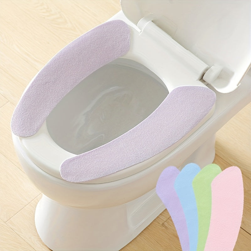 6pcs Universal Waterproof Adhesive Plush Toilet Seat Cushion Ring - Soft, Reusable, and Easy to Clean - Self-Adhesive, Fits All Ceramic Toilet Seats, Perfect for All Seasons