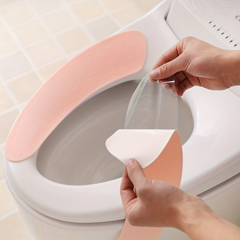 6pcs Universal Waterproof Adhesive Plush Toilet Seat Cushion Ring - Soft, Reusable, and Easy to Clean - Self-Adhesive, Fits All Ceramic Toilet Seats, Perfect for All Seasons