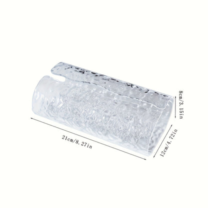 1pc elegant oval corrugated texture tissue box cover, sparkling tissue box, suitable for bathroom, dressing table tissue dispenser, high-end living room desktop decoration, simple and luxurious coffee table tissue storage
