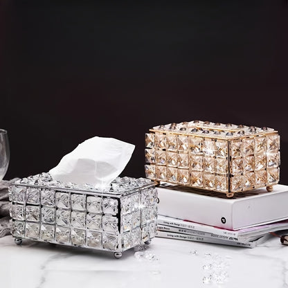 Elegant Crystal-Inspired Acrylic Tissue Box Holder - Square, Freestanding Napkin Dispenser for Bathroom Vanity, Bedside Table & Home Decor