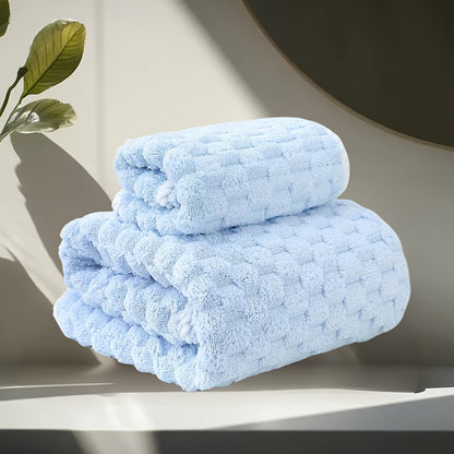 Ultra Soft Cloud Grid Bath Towels Set - Super Absorbent, Quick-Dry Microfiber for Spa & Fitness, Durable Everyday Use - Suitable for Autumn And Winter