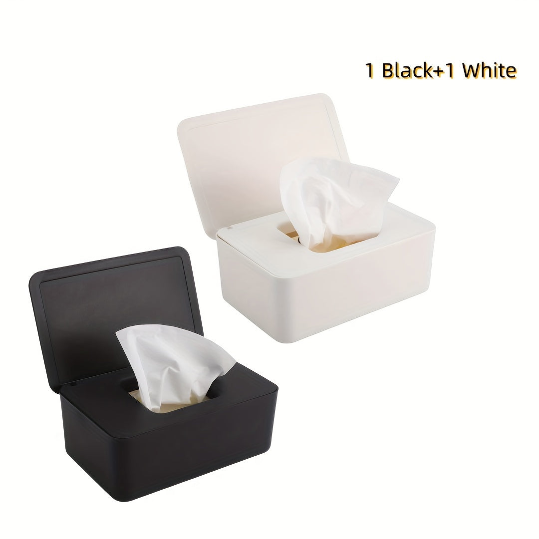 Tissue Box Wet Wipe Box Mask Box Storage Box Pack Of 2 Wet Wipes Dispenser Box, Toilet Paper Box With Lid, Napkin Box, Baby Wipes Box, Tissue Box, Napkin Box With Lid