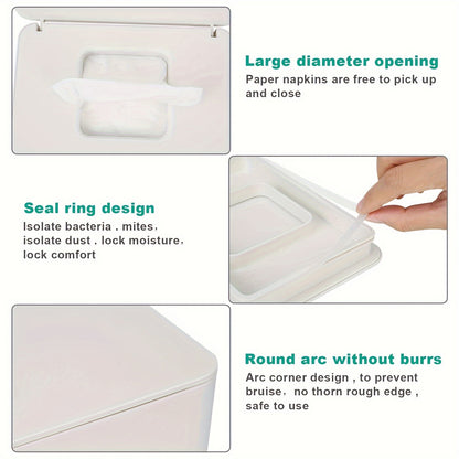 Tissue Box Wet Wipe Box Mask Box Storage Box Pack Of 2 Wet Wipes Dispenser Box, Toilet Paper Box With Lid, Napkin Box, Baby Wipes Box, Tissue Box, Napkin Box With Lid