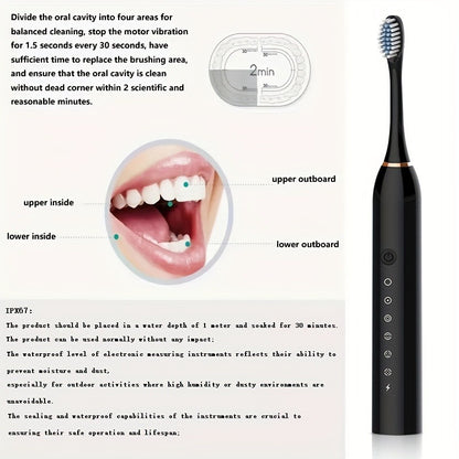 Smart Sonic Electric Toothbrush with Soft Bristles, Rechargeable, Whitening, Automatic, for Adults and Students