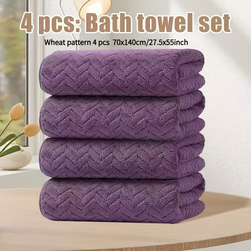 High-Quality BAYEXE 4pcs Set of Bath Towels | 27.5 Inches X 55 Inches | Absorbent, Lint-Free, Soft, Quick-Drying | Suitable for Swimming, Fitness, Sauna, Bathroom | Autumn, Winter, Christmas