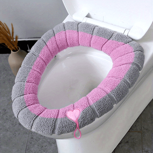 Four-Piece Set Winter Thickened Toilet Seat Cushion, Washable Two-Color Home Toilet Seat Cover and Pad
