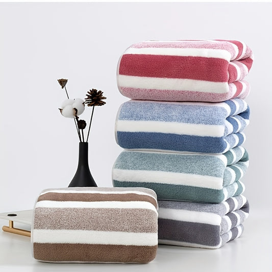 5pcs Striped Bath Towel Set, Absorbent & Quick-drying Showering Towel, Super Soft & Skin-friendly Bathing Towel, For Home Bathroom, Ideal Bathroom Supplies, Family Essentials