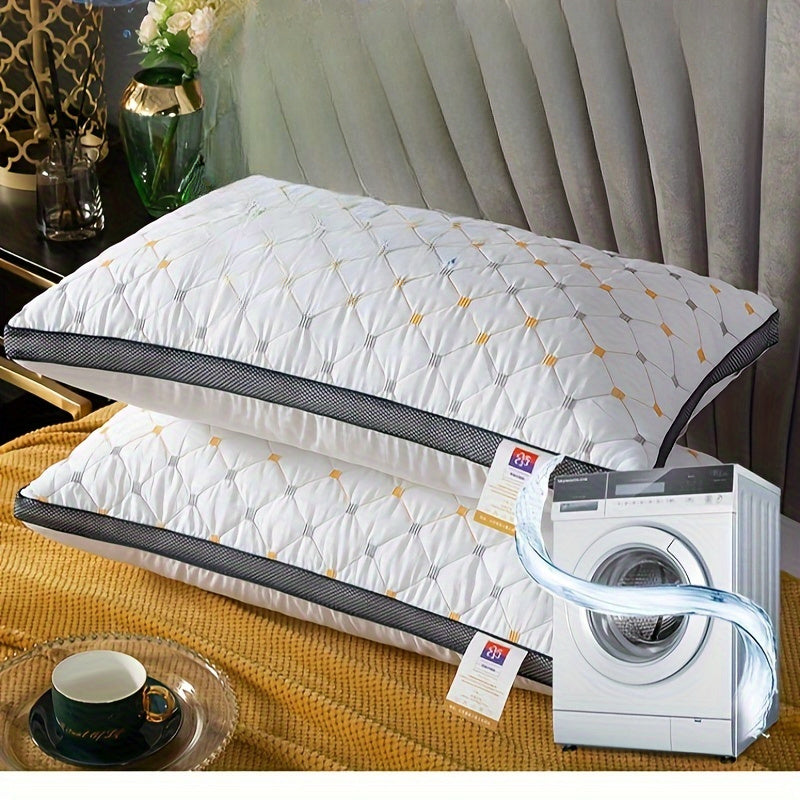 2pcs Boho Style Quilted Polyester Pillows - Zippered, Machine Washable, Multi-Position Comfort for Dorm & Hotel Use, Fantasy Themed, All-Season