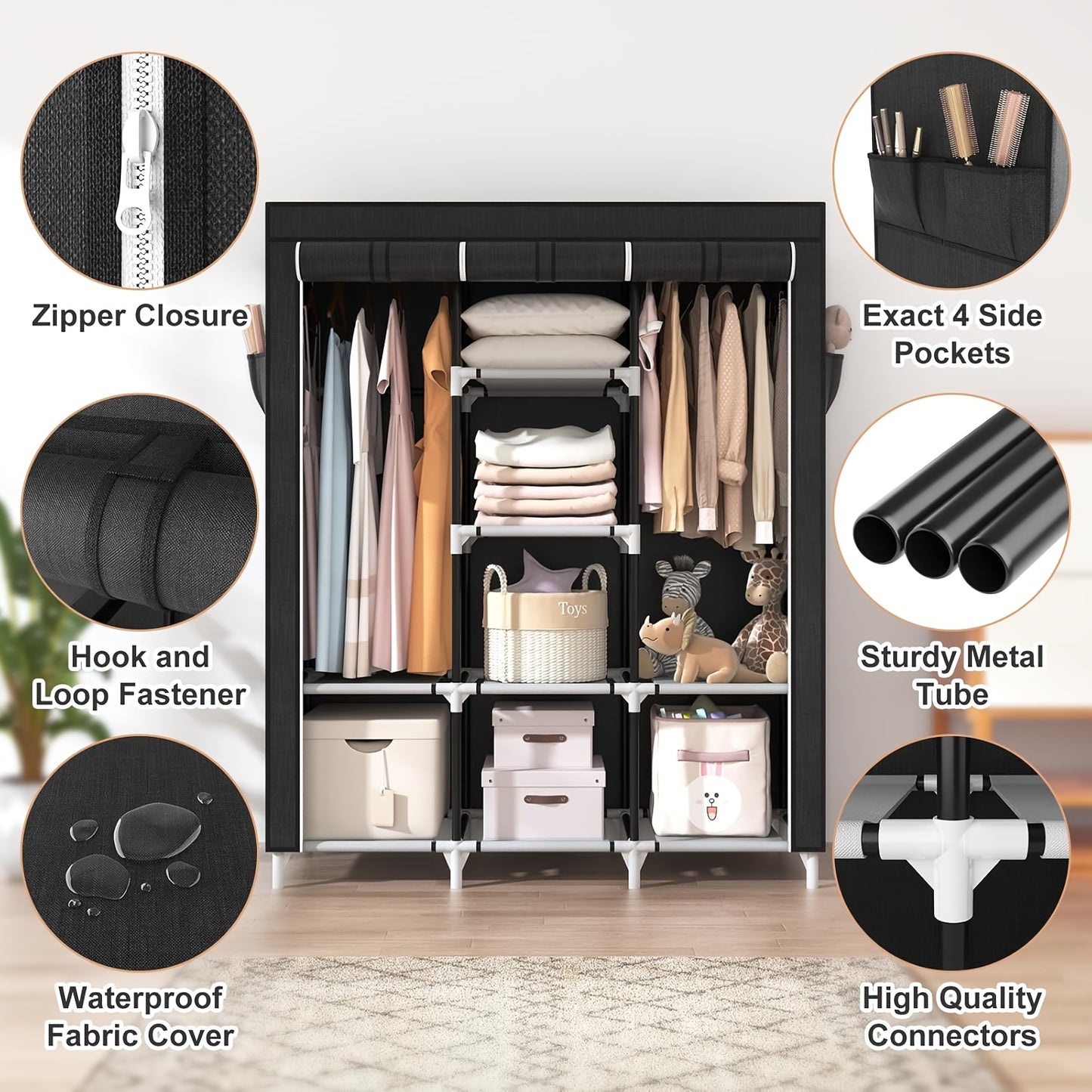 Simple Wardrobe, Multi-Scene, Multi-Application, Dustproof, Suitable for Rental Houses, Entrance, as a Gift, for Mother, Girlfriend, Large Capacity