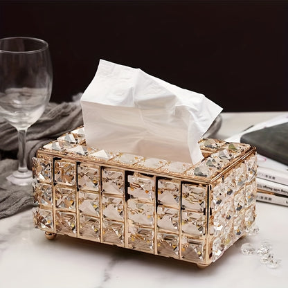Elegant Crystal-Inspired Acrylic Tissue Box Holder - Square, Freestanding Napkin Dispenser for Bathroom Vanity, Bedside Table & Home Decor