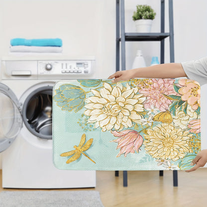 3-Piece Soft & Lightweight Floral Bathroom Rug Set: U-Shaped Toilet Seat Cover, Bath Mat, and Rug - Machine Washable for Bathroom Decor