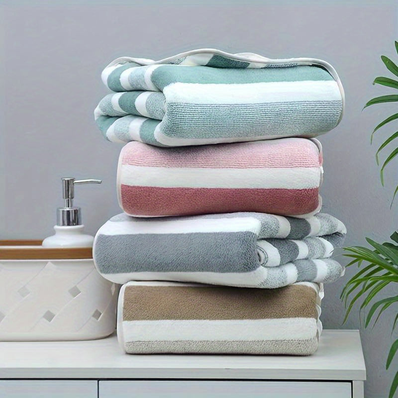 2pcs Luxurious SoftTouch Striped Bath Towel Set - Ultra-Absorbent, Quick-Dry & Gentle on Skin for Ultimate Comfort - Ideal for Home Decor, Beauty Salons & Spa Experience