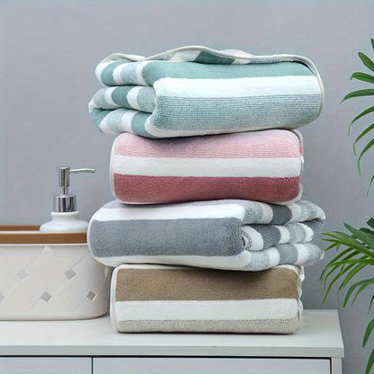 2pcs Luxurious SoftTouch Striped Bath Towel Set - Ultra-Absorbent, Quick-Dry & Gentle on Skin for Ultimate Comfort - Ideal for Home Decor, Beauty Salons & Spa Experience
