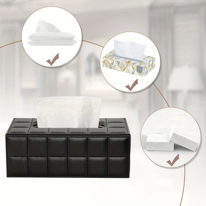 1pc, Tissue Box, Black Grid Rectangular Large Size Tissue Box, Home Daily Use Desktop Tissue Storage Box, Suitable For Bedroom, Living Room And Car, Home Decoration, Kitchen Gadgets, Christmas Decorations
