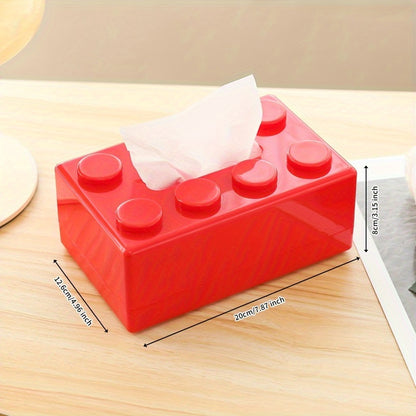 1pc Creative Building Block Design Plastic Tissue Box Holder - Wall-Mounted & Desktop Decorative Tissue Dispenser for Home, Kitchen, Bedroom, Living Room, Dining Room - Home Decor Storage Box