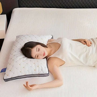Neck Support Pillows for Sleepers 2pcs Luxury Hotel Bed Pillows, Soft Polyester Embroidered Pillows, High Resiliency, Breathable Sleep Support Pads, with Neck Support, for Side and Back Sleepers, Dry Clean Only, Uncharged