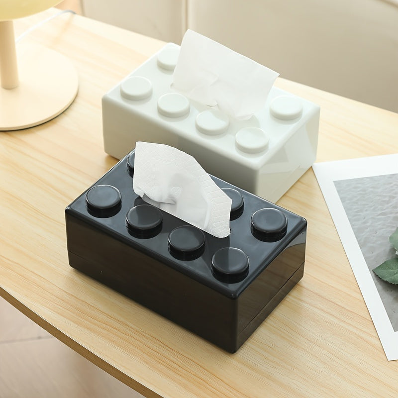 1pc Creative Building Block Design Plastic Tissue Box Holder - Wall-Mounted & Desktop Decorative Tissue Dispenser for Home, Kitchen, Bedroom, Living Room, Dining Room - Home Decor Storage Box