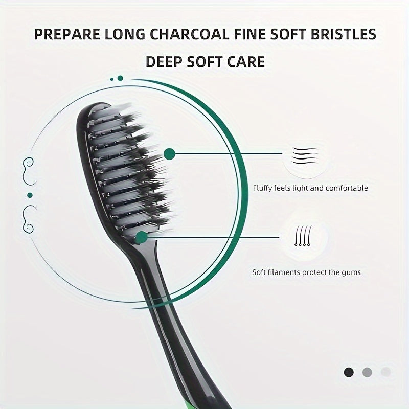 10pcs Soft-bristled Toothbrush Set - Family Oral Care Use Sharpened Soft-bristled Bamboo Charcoal Soft-bristled Toothbrush for Cleaner, Soft-bristled Toothbrush Set for Men and Women Family Couple Toothbrush