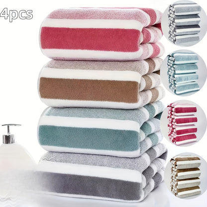 Super Soft Bath Towels Four Super Soft Absorbent Bath Towels Suit - Quick-Drying Shower Strip - Family Bathroom Essential