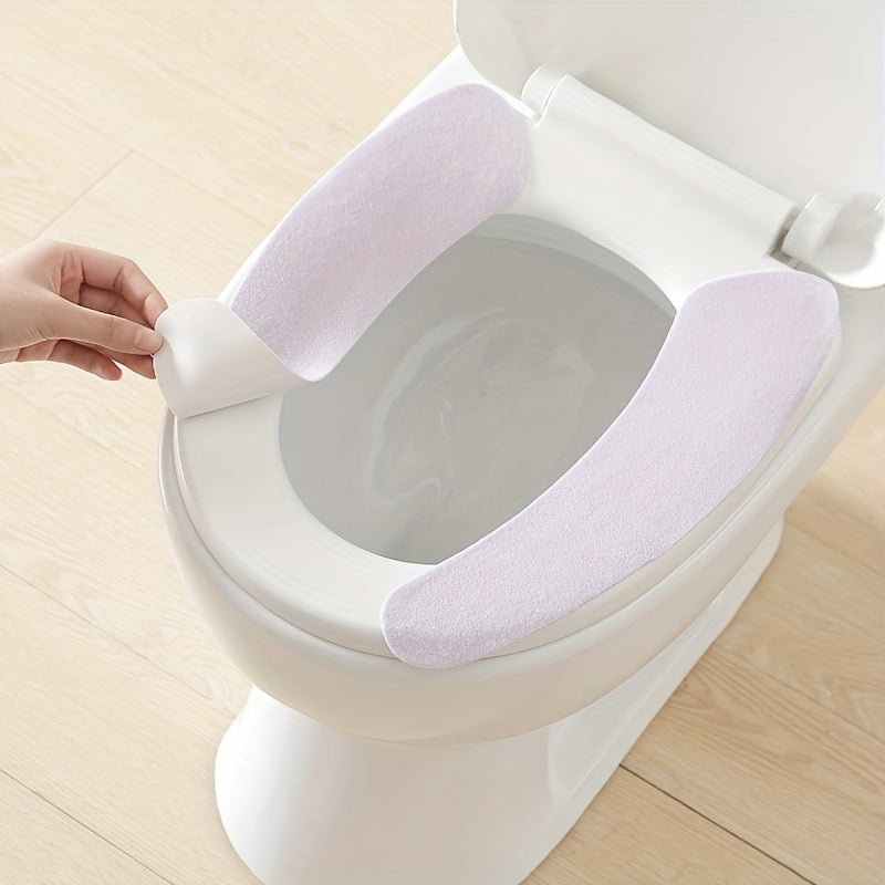 6pcs Universal Waterproof Adhesive Plush Toilet Seat Cushion Ring - Soft, Reusable, and Easy to Clean - Self-Adhesive, Fits All Ceramic Toilet Seats, Perfect for All Seasons