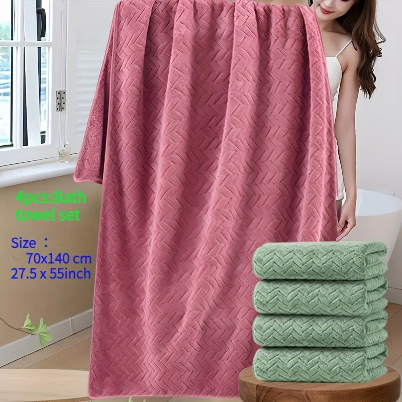 High-Quality BAYEXE 4pcs Set of Bath Towels | 27.5 Inches X 55 Inches | Absorbent, Lint-Free, Soft, Quick-Drying | Suitable for Swimming, Fitness, Sauna, Bathroom | Autumn, Winter, Christmas