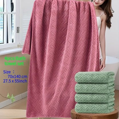 High-Quality BAYEXE 4pcs Set of Bath Towels | 27.5 Inches X 55 Inches | Absorbent, Lint-Free, Soft, Quick-Drying | Suitable for Swimming, Fitness, Sauna, Bathroom | Autumn, Winter, Christmas