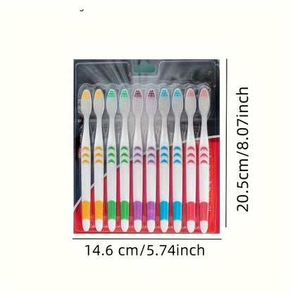10pcs Bamboo Charcoal Double Ultra Soft Nano Toothbrushes, Adult Dental Personal Teeth Brush Support