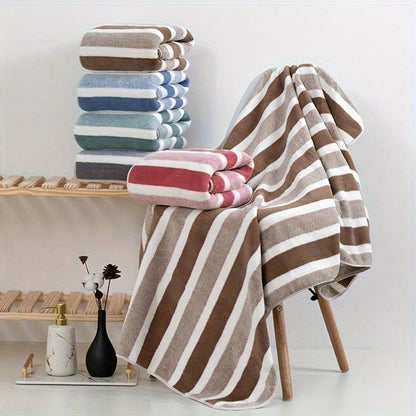 2pcs Luxurious SoftTouch Striped Bath Towel Set - Ultra-Absorbent, Quick-Dry & Gentle on Skin for Ultimate Comfort - Ideal for Home Decor, Beauty Salons & Spa Experience