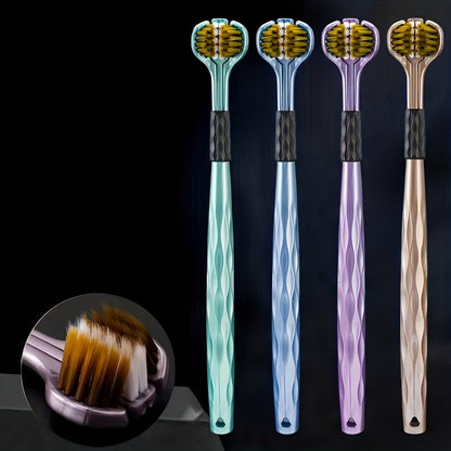4-Pack Soft Bristle 3D Manual Toothbrushes for Adults, Multi-Angle Cleaning, Durable Soft Nylon Bristles, Comfort Grip Handle, No Batteries Required