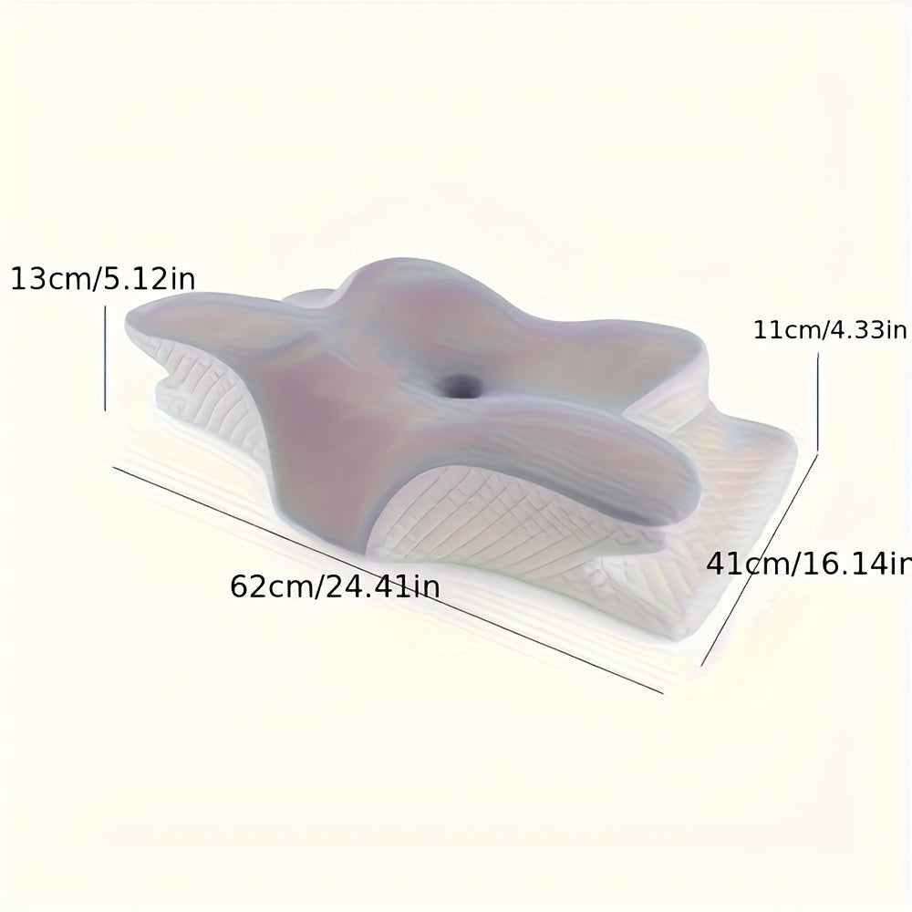 1pc Ergonomic Butterfly-Shaped Pillow - Slow Rebound Cervical Support, Sleep Relaxation Pillow for Back & Side Sleepers, Spine Alignment, Hypoallergenic, Machine Washable Cover, White